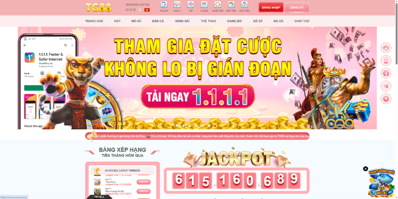 Giao diện nhà cái TG88