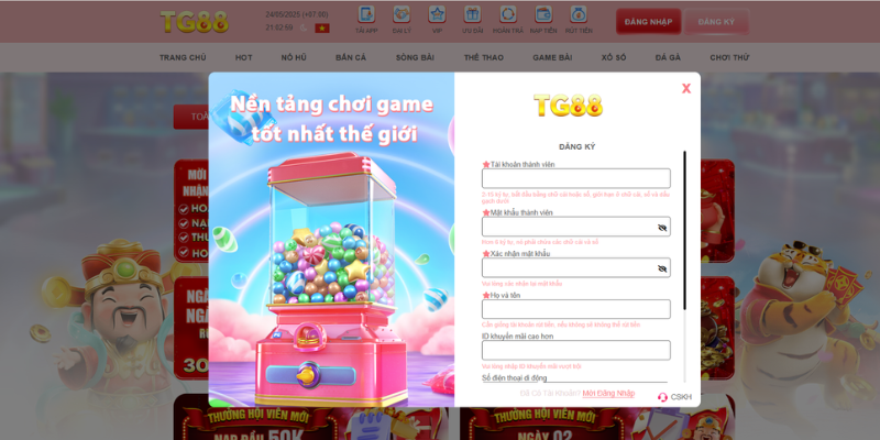 Cách đăng ký tài khoản TG88